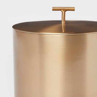 THRESHOLD METAL ICE BUCKET WITH TONGS - GOLD - Like New