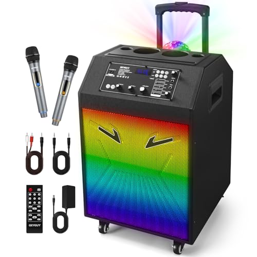 GEYGUY GTSK10-4 KARAOKE MACHINE WITH WIRELESS MICS – PORTABLE BLUETOOTH - Like New