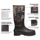 HISEA MEN'S WATERPROOF RUBBER RAIN BOOTS INSULATED HUNTING SIZE 9 CAMO - Like New