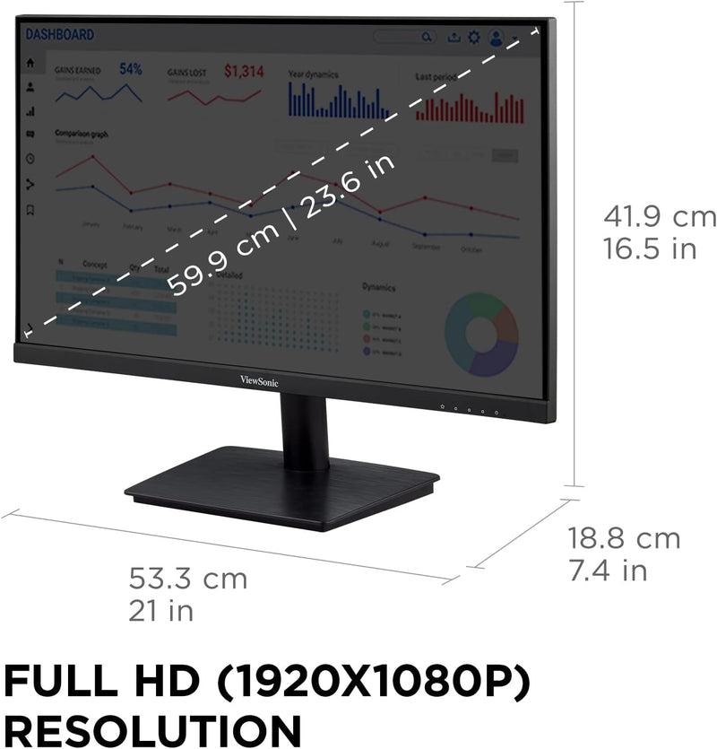 VIEWSONIC 24 INCH IPS FULL HD 1080P MONITOR WITH ADAPTIVE SYNC, 75HZ - BLACK - Like New