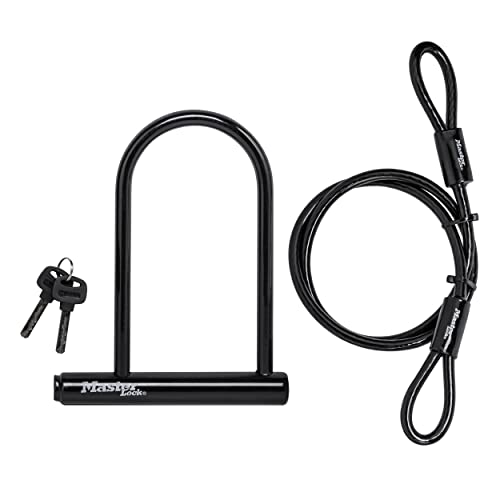 MASTER LOCK 7.25" U LOCK,LOOPED END CABLE 7-1/4 "U LOCK + 4FT.CABLE - BLACK - Like New