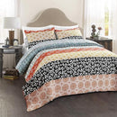 Lush Decor Bohemian Stripe Reversible Cotton Quilt Set, 3 Piece Set, King - Like New