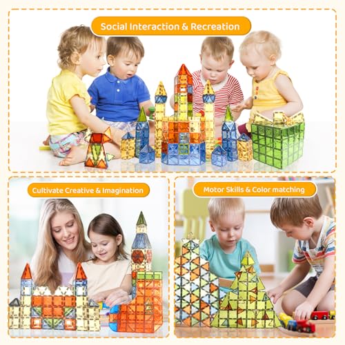 100 PCS Magnetic Tiles Diamond Magnetic Building Set Magnet Tiles STEM Toys - Brand New