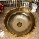 Bathroom Vessel Sinks, Shiny Gold, Ceramic Round sink,16.4" - Brand New