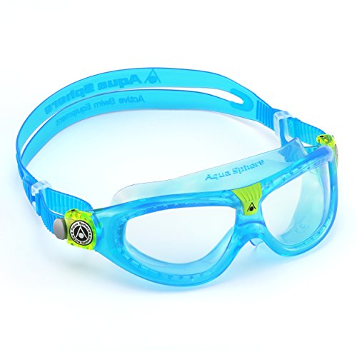 AQUA SPHERE SEAL KID 2 SWIM MASK, CLEAR LENS, TURQUOISE/LIME FRAME - MS4454343LC - Brand New