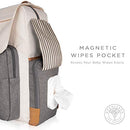 Huggleboo Diaper Backpack Waterproof Canvas Baby BagWipes Pocket - Beige/Grey - Brand New