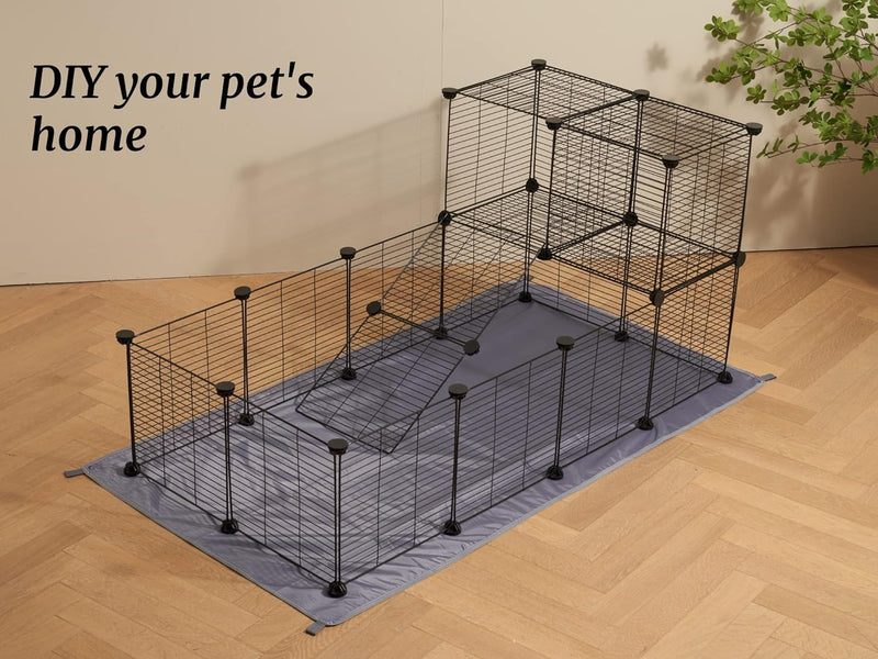 LURIVA DIY Guinea Pig Cage with Mat,12 X 12 Inch, 12 Panels - Black Like New