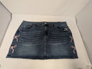 MADDEN NYC WOMEN'S EMBROIDERED BOW DENIM SKIRT SIZE: WOMEN XL - DARK MEDIUM WASH - Brand New