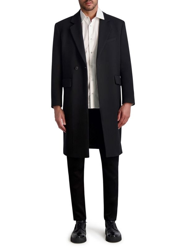 KARL LAGERFELD PARISWOOL-BLEND OVERCOAT - SIZE: MEN XL - BLACK - Like New
