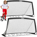 KUNUP KIDS SOCCER GOALS BACKYARD 5×3, 6×4, 9×5FT 2 PIECES EASY FOLDABLE - BLACK - Like New
