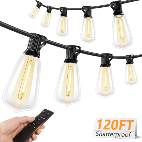 Brightever 120FT LED Outdoor String Lights with Remote, Patio Light - Brand New