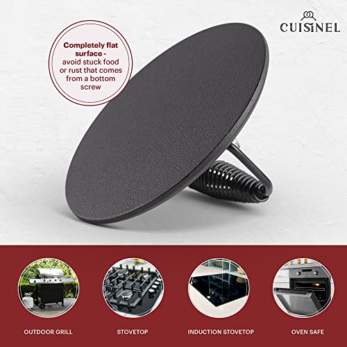 CUISINEL GRILL PRESS - CAST IRON BURGER - 7.5" ROUND PRE-SEASONED - BLACK - Like New