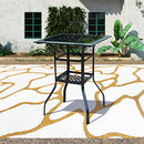 PatioFestival Outdoor Bistro Bar Table 2-Tier Glass Top B07V86XPQB - Black - Brand New