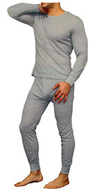WARMWEAR MENS 2PC THERMAL UNDERWEAR LONG JOHNS SET TOP, BOTTOM - SIZE: L - GRAY - Like New