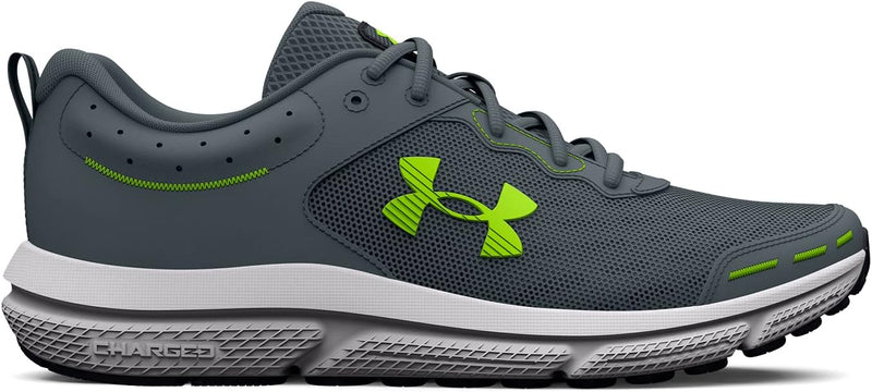 3026175 Under Armour Men's Charged Assert 10 Running Shoe Gravel/Gravel/Lime 12 Like New