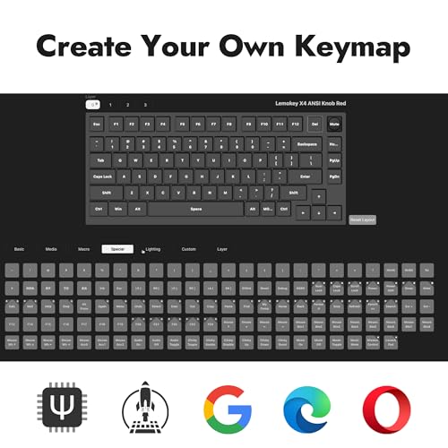 LEMOKEY X4 QMK WIRED MECHANICAL KEYBOARD RED BACKLIGHT KEYCHRON RED SWITCH BLACK - Like New