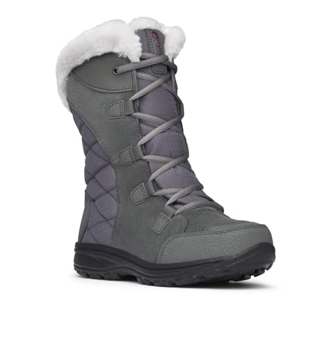 COLUMBIA WOMEN'S ICE MAIDEN II WIDE WIDTH BOOT -SIZE 6.5W - SHALE/DARKRASPBERRY - Like New