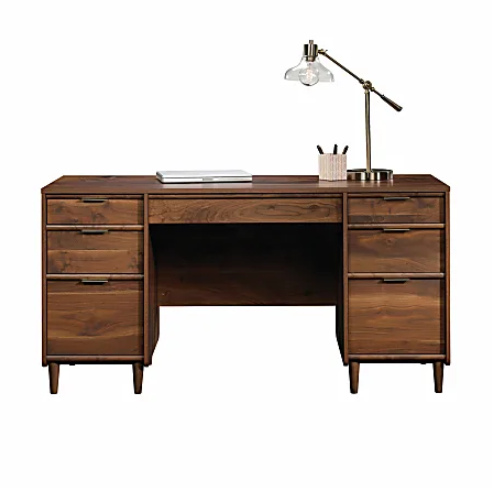 Sauder Clifford Place 59"W Mid-Century Executive Desk 421113 - Walnut Like New