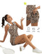 FKEEP WOMEN'S GOLF TENNIS DRESS ACTIVEWEAR ZIPPER V-NECK SHORTS LEOPARD L - Brand New