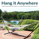 Sunnydaze Cotton Rope Hammock Outside - 450-Pound Capacity with Spreader Bars - Like New