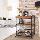 CharaVector Solid Wood Bar Serving Rolling Kitchen Storage Cart - Scratch & Dent