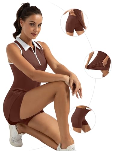 FKEEP Women's Golf Tennis Dress Sport Activewear Zipper V-Neck Shorts Pocket - Like New