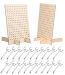 2 Pack Wooden Pegboard Display Stand, Retail Rack, 17 x 13 - Bamboo/Grocery - Like New