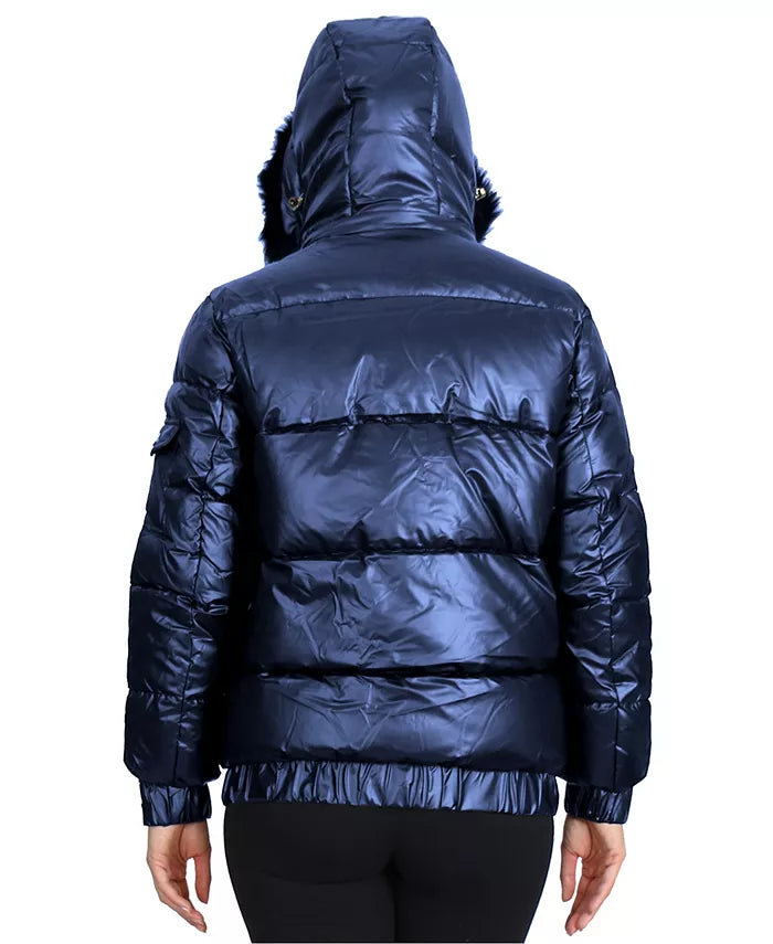 GALAXY BY HARVIC WOMEN'S ZIP HEAVYWEIGHT BUBBLE JACKET, NAVY, MEDIUM, SPL-2400NV - Brand New