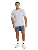 REEBOK MEN SMALL LOGO CREWNECK T-SHIRT, LIGHT COTTON-POLY JERSEY, MEDIUM, GRAY - Brand New
