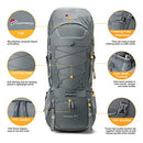 MOUNTAINTOP 70L/75L Internal Frame Hiking Backpack B01DIRRDXI - Gray - Brand New