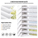 LazBlinds 2-inch Cordless Faux Wood Blinds with Royal Valance - White - Like New