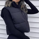 CUFEZN WOMEN CROPPED PUFFER VEST LIGHTWEIGHT SLEEVELESS - MEDIUM - BLACK - Like New
