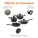 AMAZON BASICS 10 PIECE HARD ANODIZED NON-STICK STACKABLE COOKWARE SET - BLACK - Like New