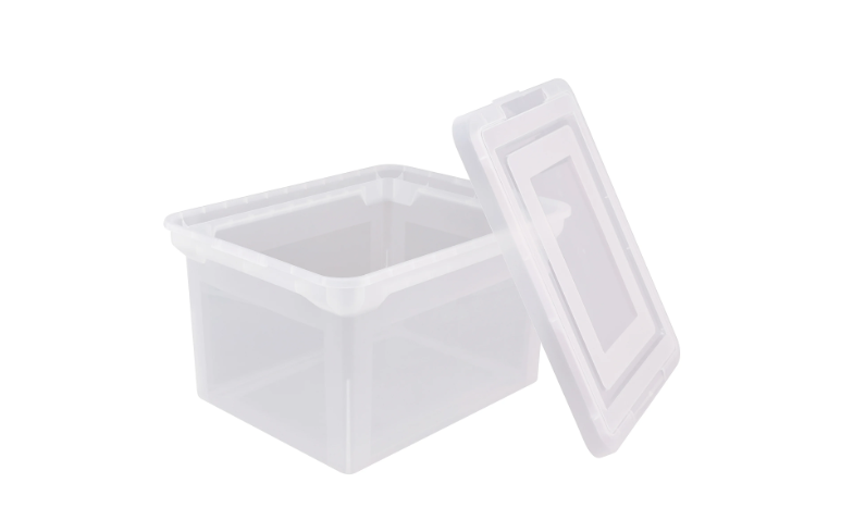 OFFICE DEPOT FILE TOTE WITH SNAP LID AND BUILT IN HANDLES, - Scratch & Dent