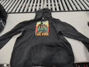 PORT & COMPANY BLACK ZIP-UP GRAPHIC UNISEX HOODIE - SIZE: MEN L WOMEN L - BLACK - Like New
