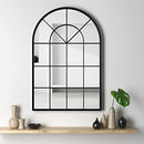 NXHOME ARCHED WINDOW METAL MIRROR 39.4"X23.6" WALL MIRROR WINDOWPANE DECORATION - Like New