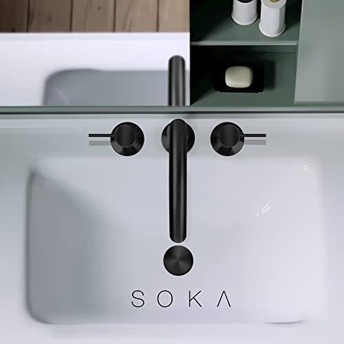 SOKA 8-16" WIDESPREAD BATHROOM FAUCET 2 HANDLES MATTE BLACK SK1B002PA - Like New