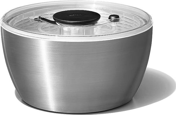 OXO Good Grips Stainless Steel Salad Spinner 6.34 Qt. 1071497 - Stainless Steel Like New