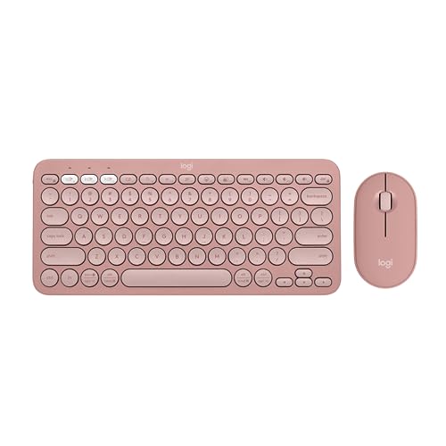 LOGITECH PEBBLE 2 COMBO WIRELESS KEYBOARD MOUSE QUIET AND PORTABLE - TONAL ROSE - Like New