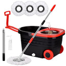 B0BXKGP61L Spin Mop and Bucket with Wringer Set on Wheels, Black/Red - Brand New