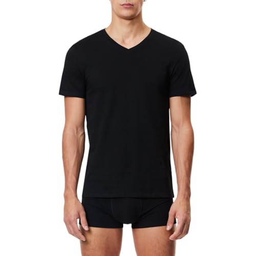 LACOSTE MEN'S 100% COTTON SLIM FIT V-NECK UNDERSHIRT, 3-PACK - L - BLACK - Like New