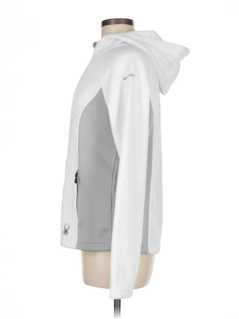SPYDER WHITE ZIP-UP HOODIE, FITTED - SIZE: WOMEN MEDIUM - WHITE - Like New