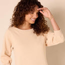 AMAZON ESSENTIALS WOMEN'S FLEECE BOUSON SLEEVE DRESS, SIZE M - BEIGE - Like New