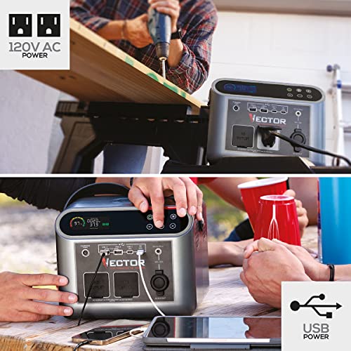 VECTOR VECLIPS4 500 WATT PORTABLE POWER STATION 444 WH LI-ON - BLACK - Like New