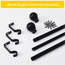 NICETOWN Drapery Curtain Rod Set with Classic Round Finials/Ball Caps - Black - Brand New