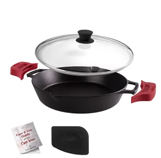 CUISINEL Pre-Seasoned Cast Iron Dual Handle Skillet Lid 12" CBR-12-G - Black - Like New