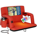 ALPCOUR 25X17 POLYESTER HEATED BLEACHER SEAT, WITH BACK SUPPORT - RED - Brand New