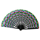 HARIUMIU BAMBOO HAND FAN COLORFUL HOLOGRAPHIC RAVE FAN FOLDING FAN - G - Like New