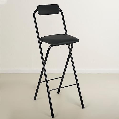 Thyle 1 Pcs Folding Bar Stool with Backrest, Tall Foldable Stool Chair Portable - Like New