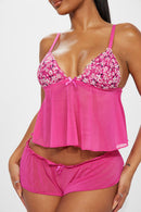 FASHION NOVA SWEET ATTRACTION 2 PIECE SET - SIZE: WOMEN L - FUSCIA - Like New
